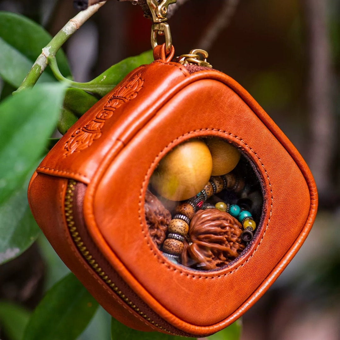 Leather Beaded Coin Pouch