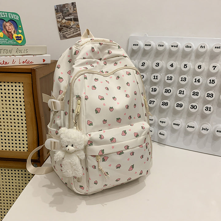 Floral Embellished Multi-Pocket School Backpack