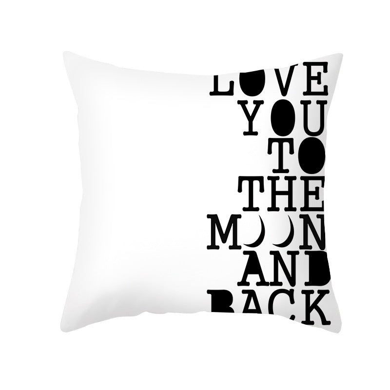 Square Cotton-Linen Decorative Throw Pillow Cover with Oversized HOME Typography Print and Concealed Zipper