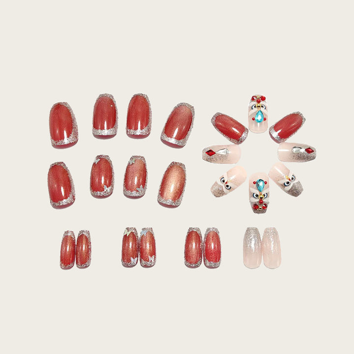 Artificial nails with glitter and gemstone applications Stornfield