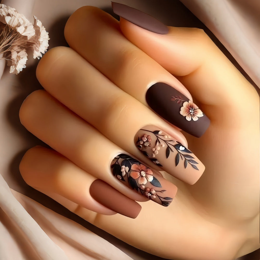 Fake Nail Set with Elegant Floral Designs Stornfield