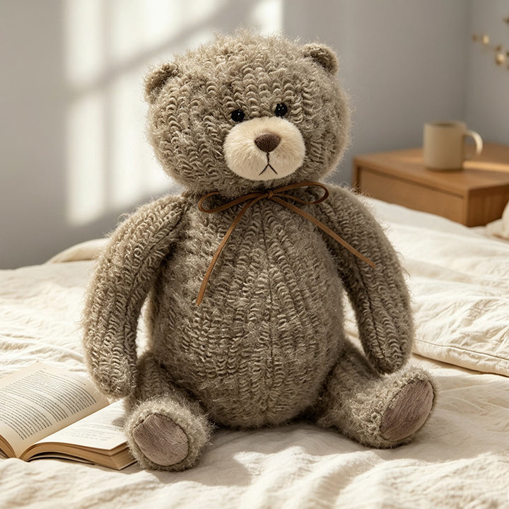 Plush Curly-Knit Sitting Teddy Bear Decorative Soft Toy Stornfield