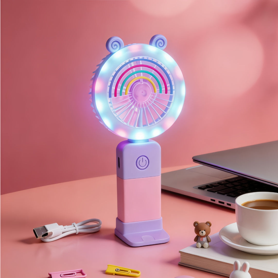 Women's Portable LED Hand Fan with Creative Light Effects Stornfield