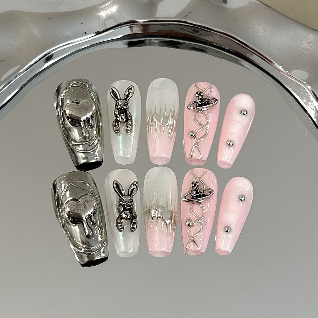 Decorative Fantasy-Themed Press-On Nail Art