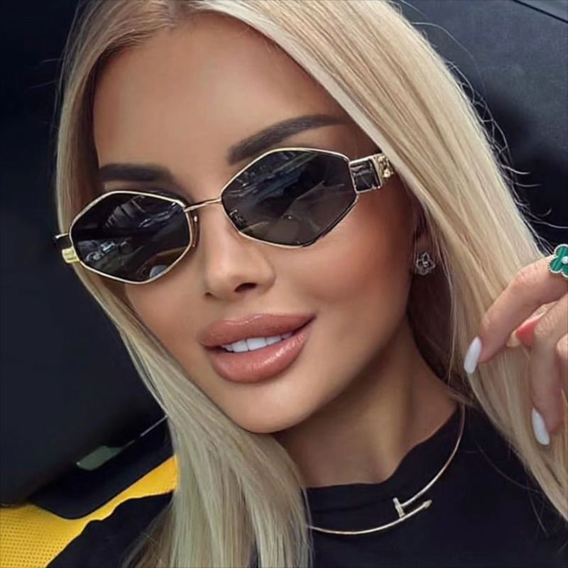 Women's hexagonal designer sunglasses with innovative metal frame Stornfield