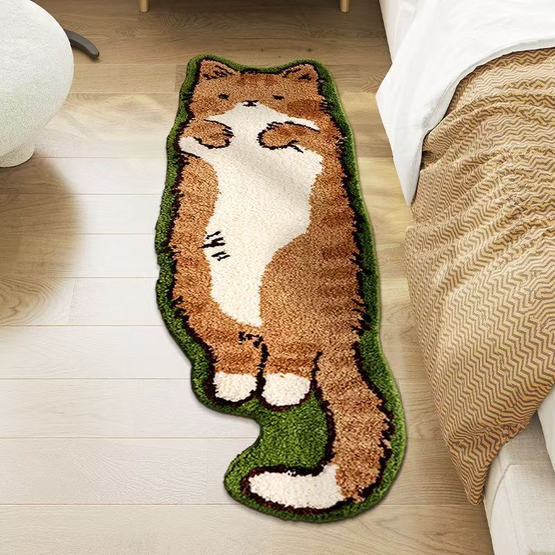 Novelty Plush Cat-Shaped Floor Rug Runner