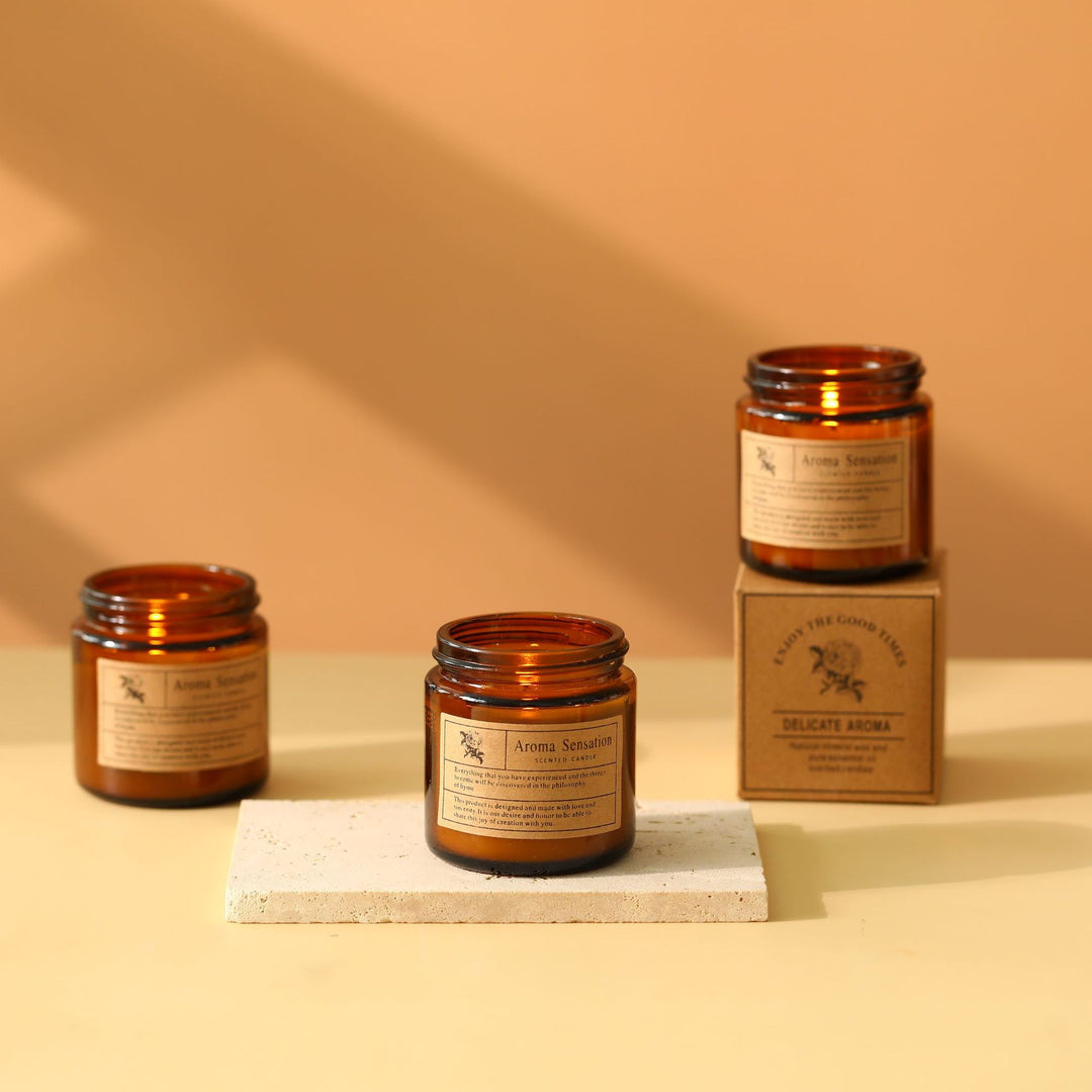 Scented Natural Soy Glass Jar Candle with Kraft Gift Box