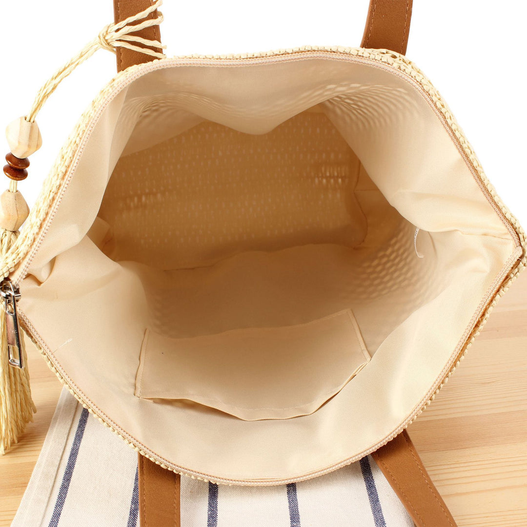 Handbag Made from Handwoven Natural Material with Elegant Tassel Details Stornfield