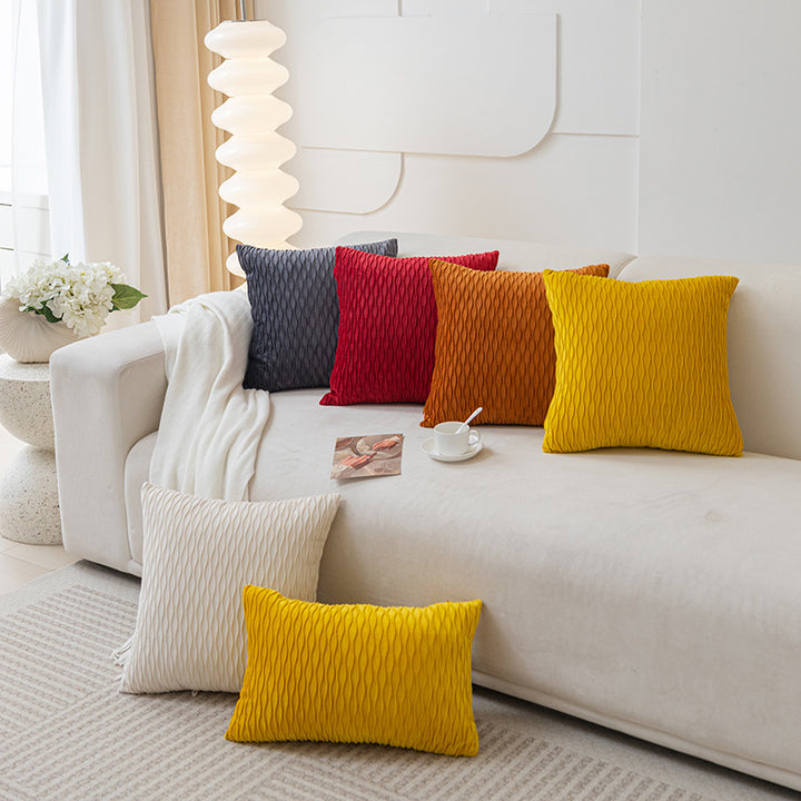 Sculpted Wave-Texture Velvet Square Pillow Cover with Hidden Zipper