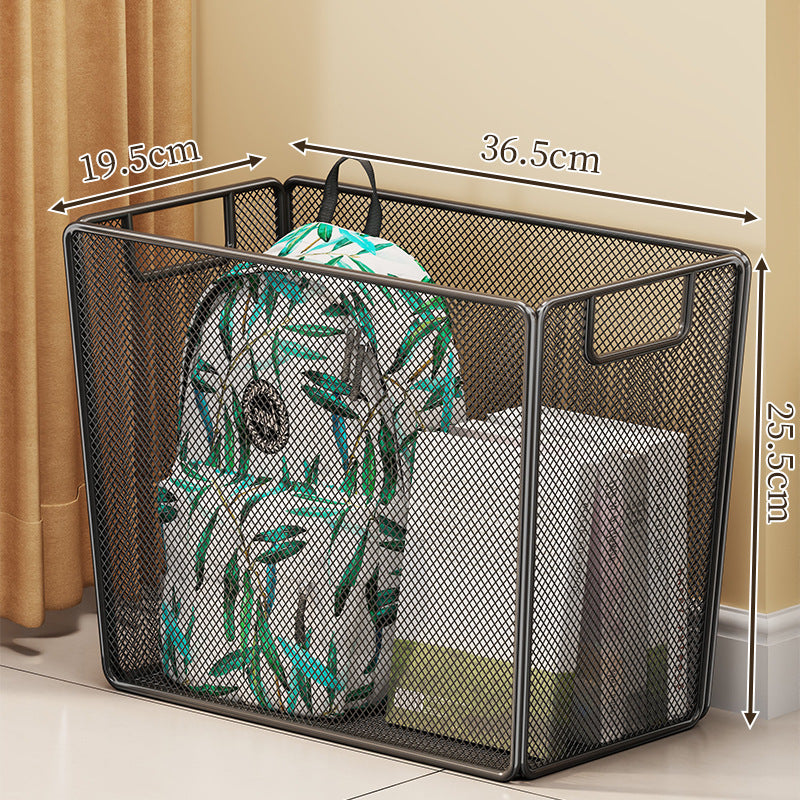 Rectangular Metal Mesh Storage Basket with Built-In Side Handles and Ventilated Panels