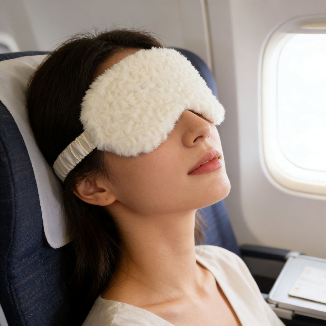 Women's luxury sleep mask with voluminous faux fur cover and softly padded eye area Stornfield