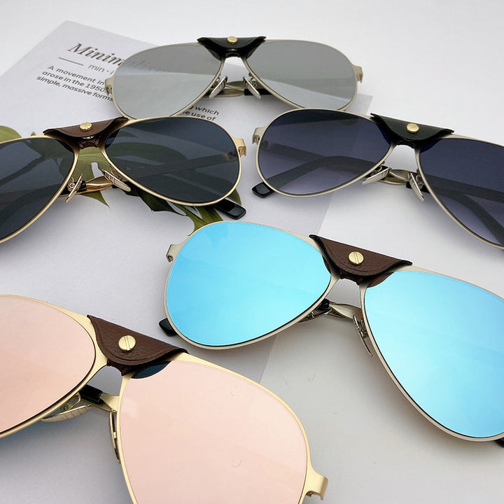 Retro Pilot Sunglasses with Blue Tinted Lenses Stornfield