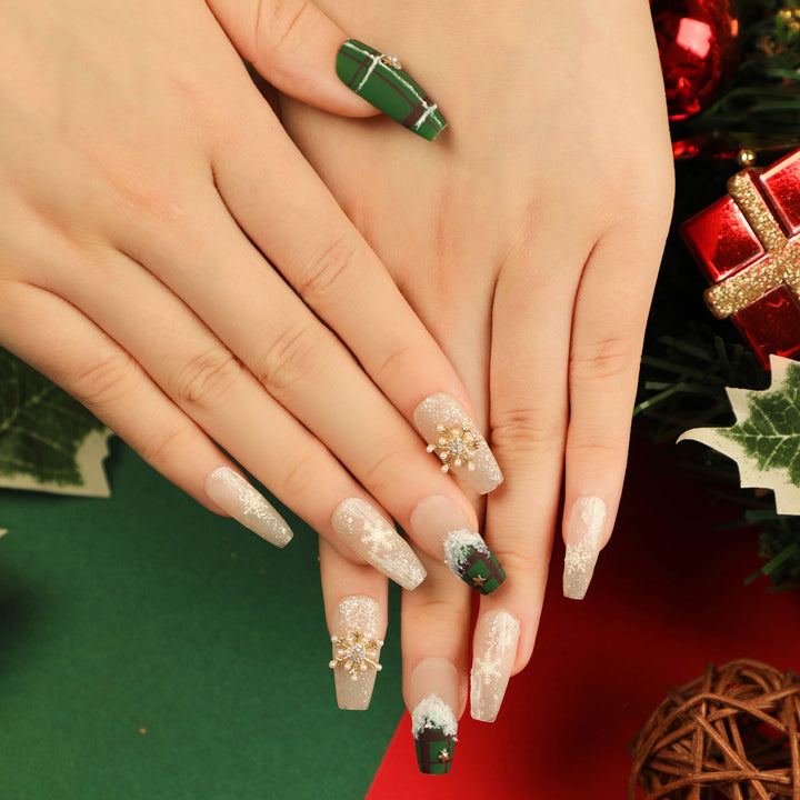 Artistic Nail Extensions with Festive Christmas Design Stornfield