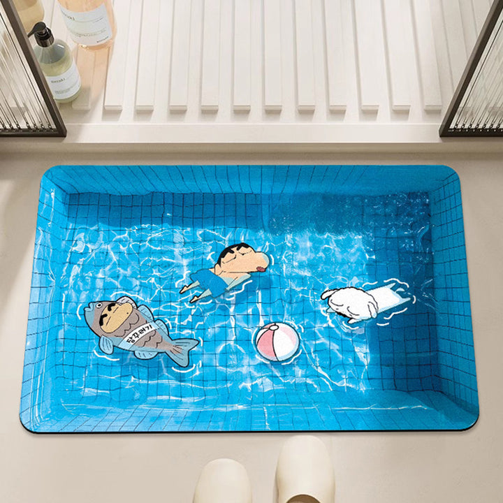 Cartoon Underwater-Themed Bath Mat
