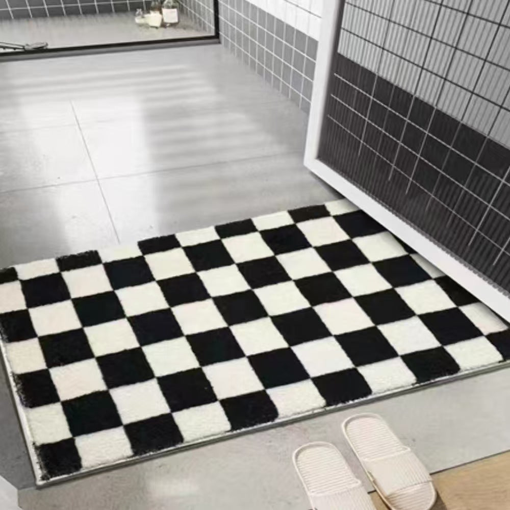 Checkerboard Patterned Bath Mat