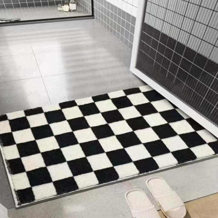 Checkerboard Patterned Bath Mat
