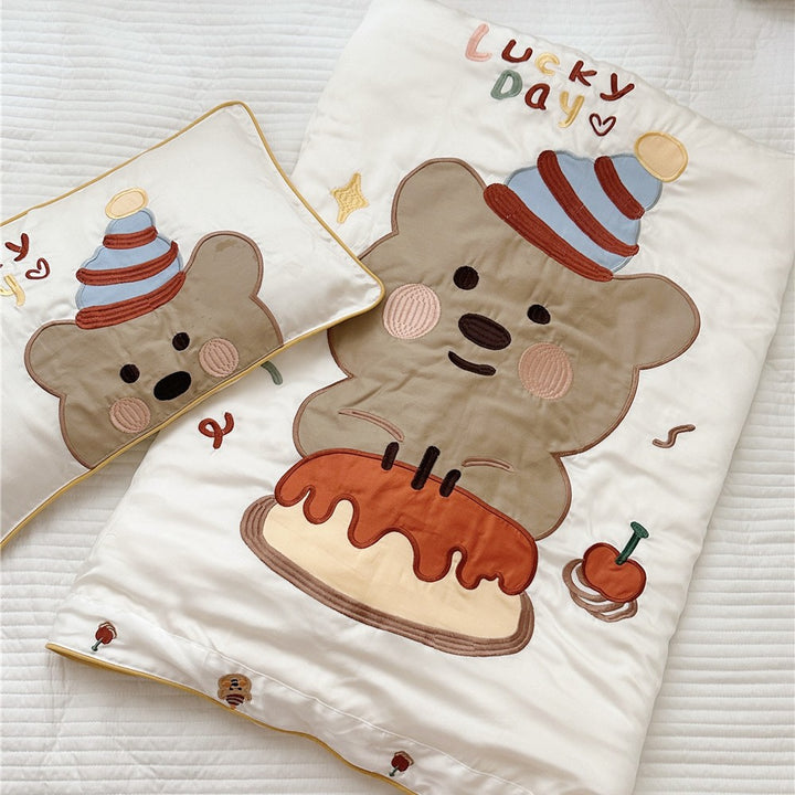 Kids Mermaid Appliqué Embroidered Duvet Cover and Pillowcase Set