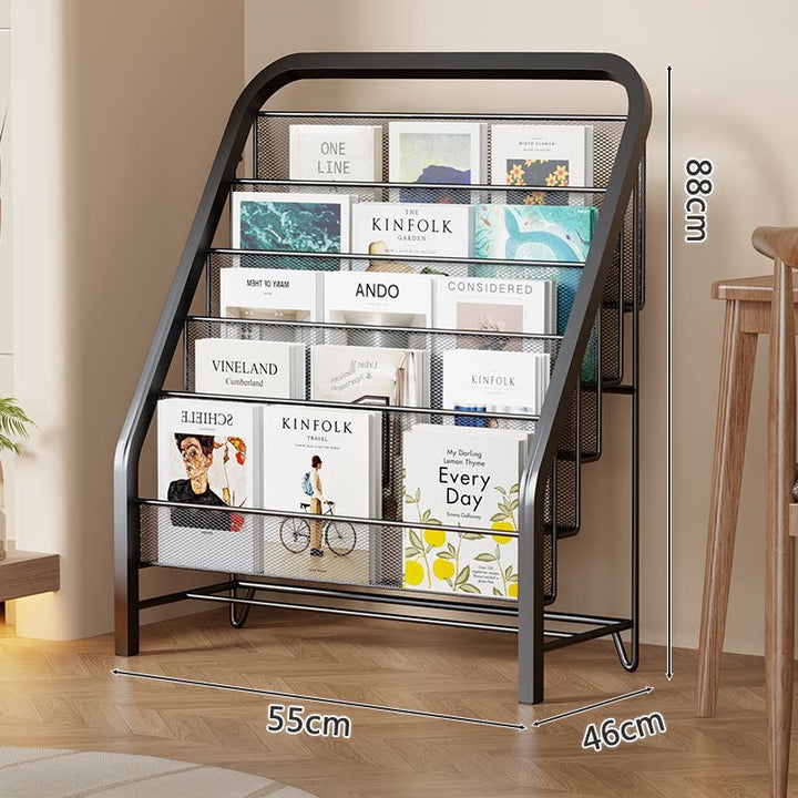 Slanted Tiered Mesh Floor Book and Magazine Display Rack