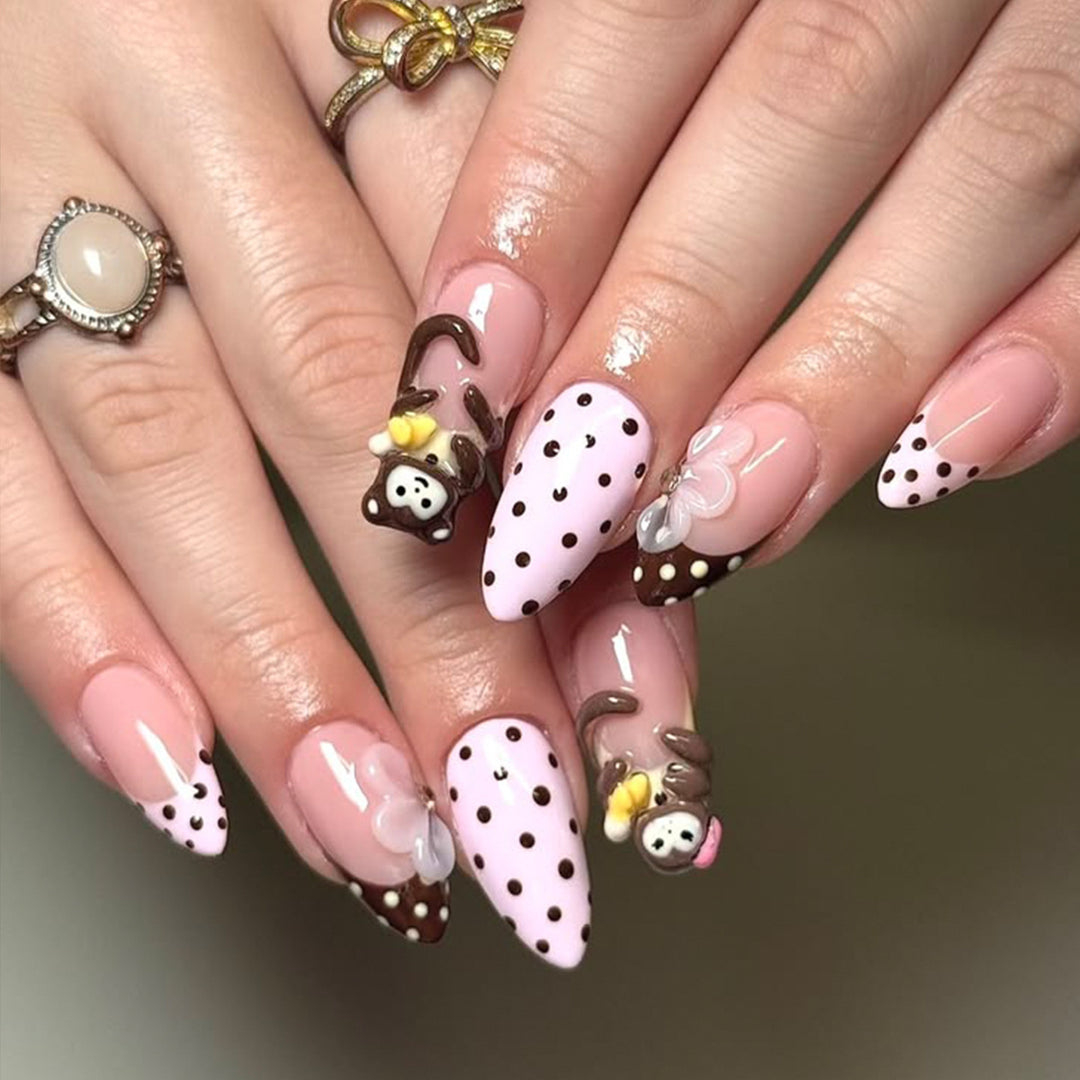 Playful 3D Monkey-Themed Nail Art Extensions Stornfield
