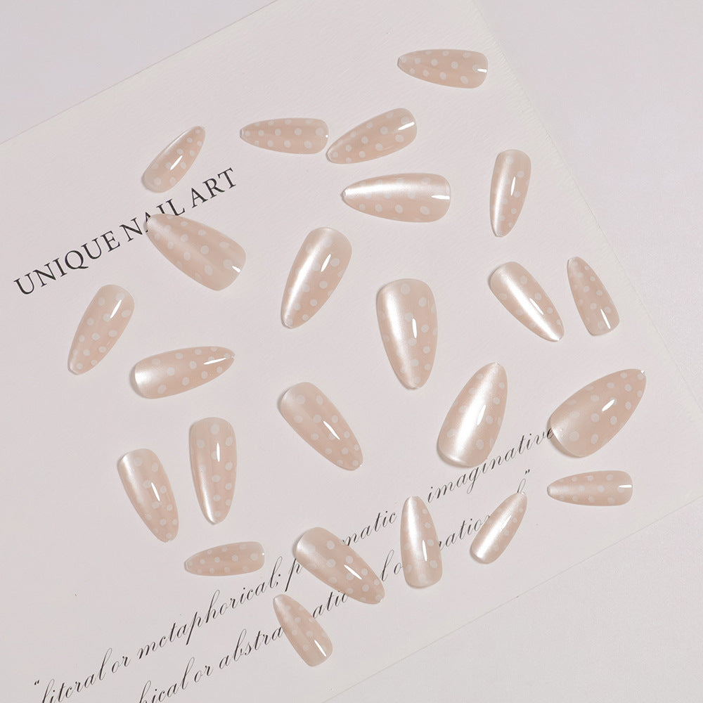 Artistic Press-On Nail Set with Polka Dot Design Stornfield 1787225399