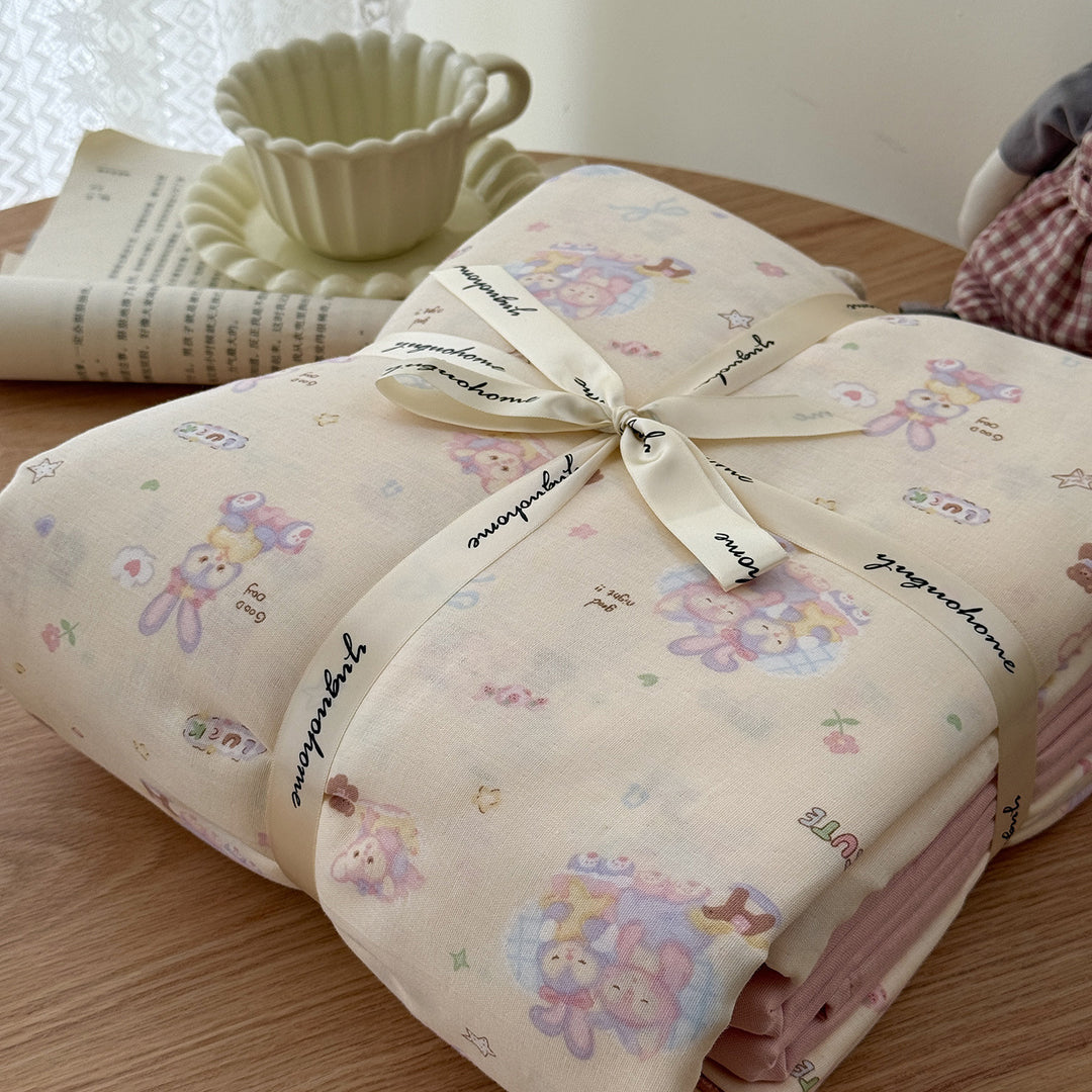 Floral-Print Cotton-Linen Duvet Cover Gift Set with Reversible Finish and Deep-Corner Ties