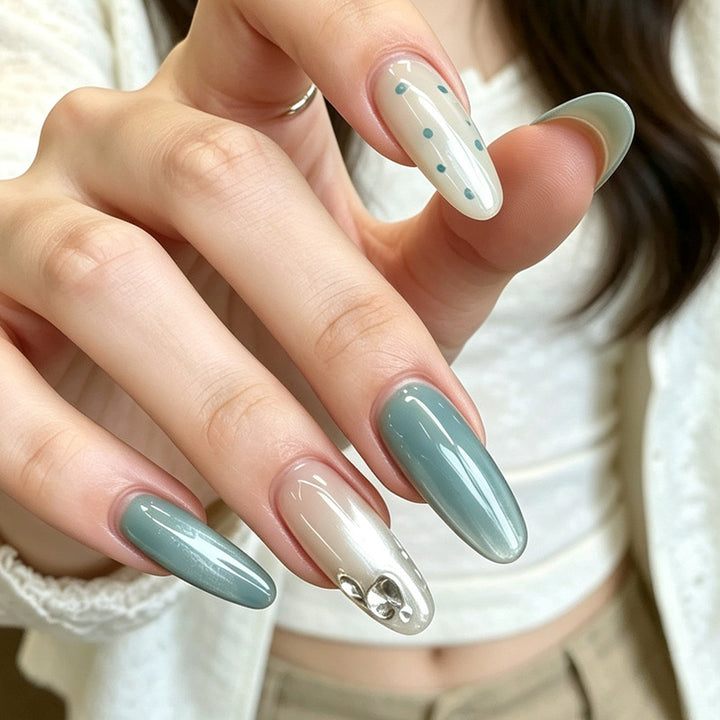 Decorative Press-On Nail Set with Star and Bow Designs Stornfield