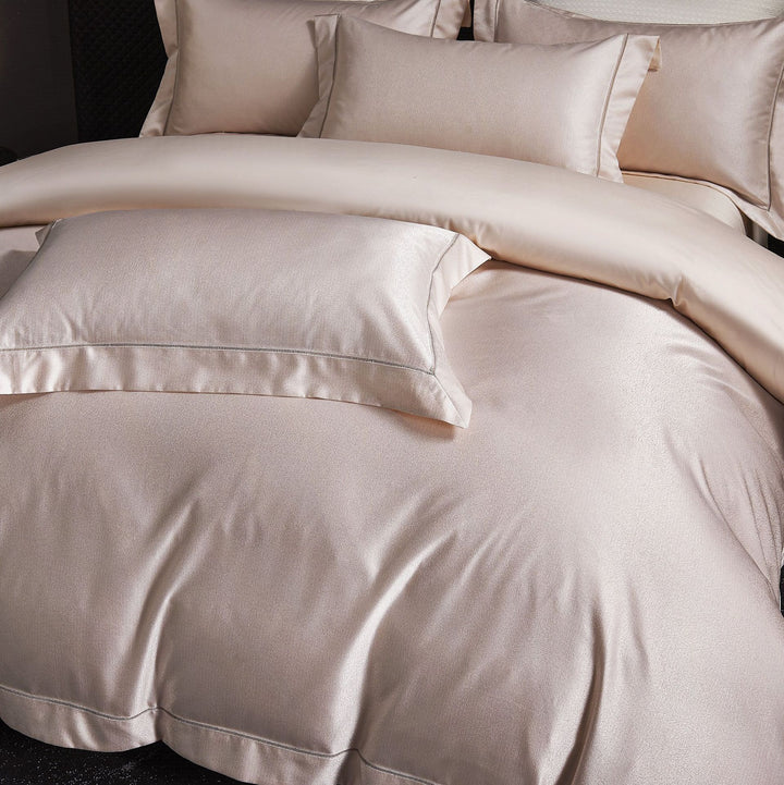 Satin-Feel Sateen Duvet Cover Set with Lace-Panel Lumbar Pillow