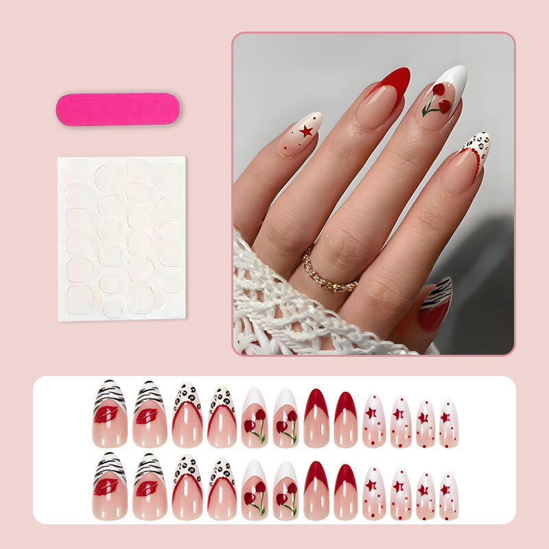 Artificial nail set with creative star and flower motifs Stornfield