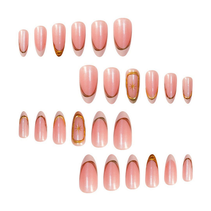 Premium Glittering French Tip Press-On Nails with Gold Accents Stornfield