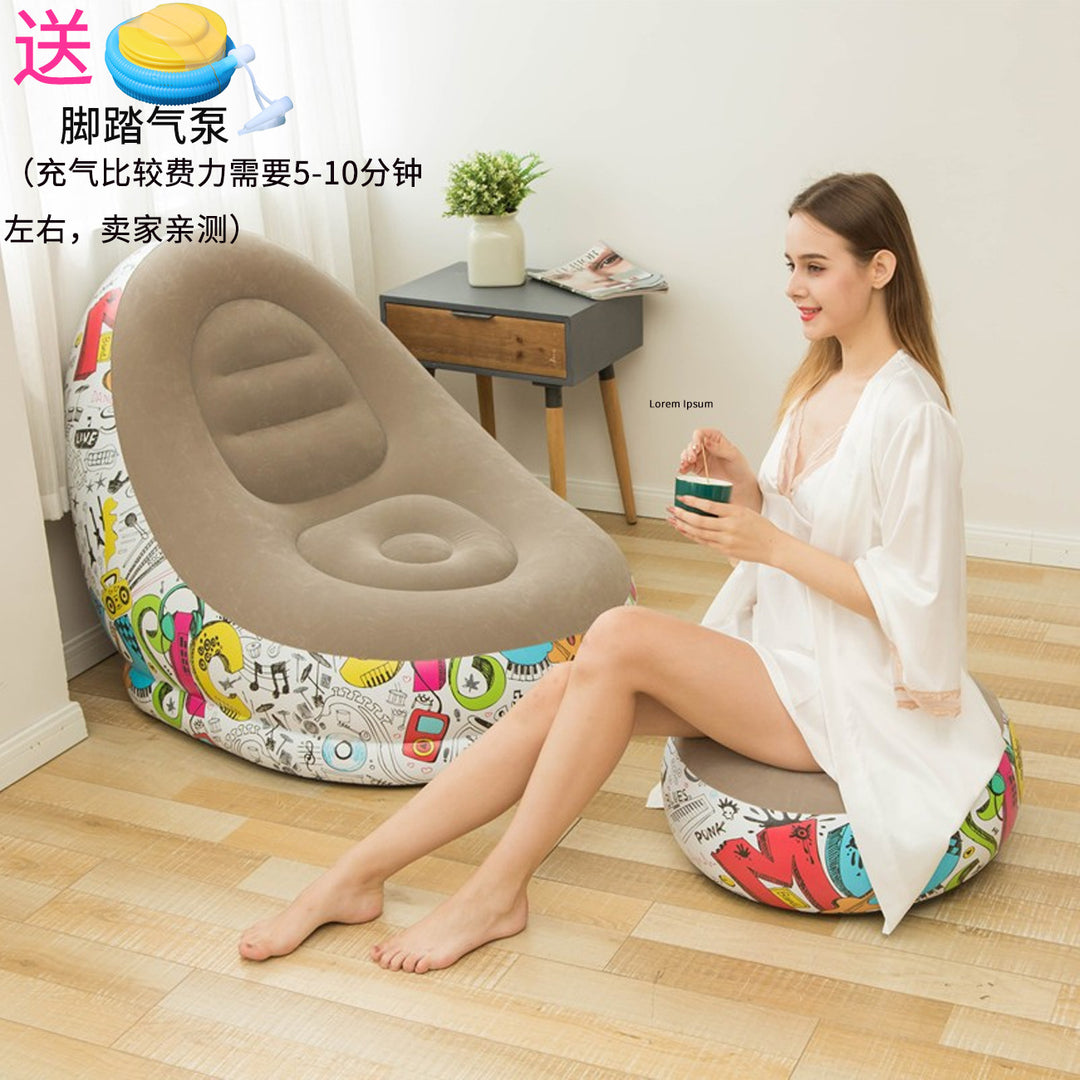 Women Inflatable Comfort Bean Bag Chair with Footrest Stornfield