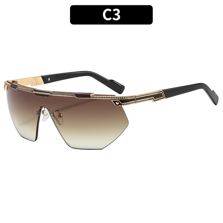 Fashionable Shield Sunglasses with Luxe Metal Accents