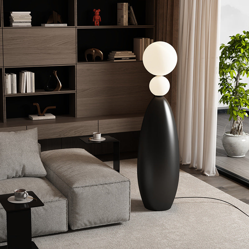 Sculptural Floor Lamp with Dual Globe Design