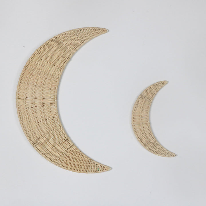Wall decoration made of handwoven rattan in moon design Stornfield