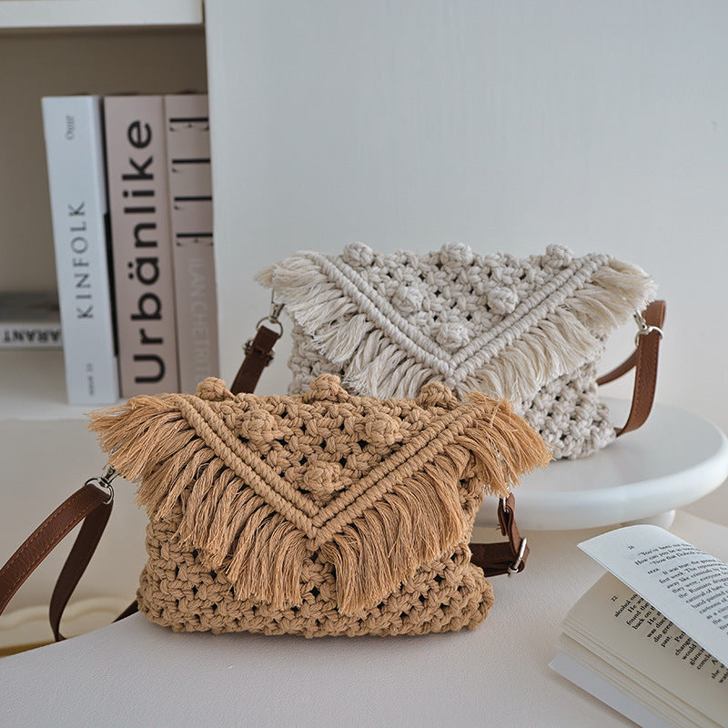 Handmade Fashion Crossbody Bag with Fringes and Decorative Accents Stornfield