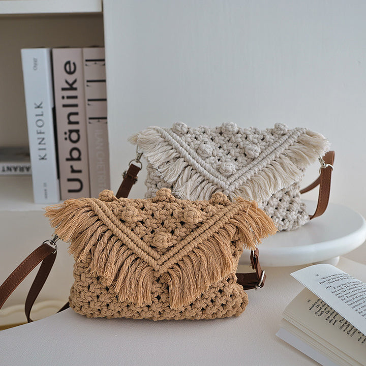 Handmade Fashion Crossbody Bag with Fringes and Decorative Accents Stornfield