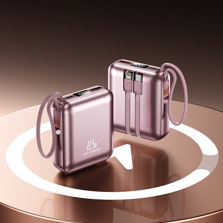Portable power bank with fast charging function and integrated cable system Stornfield