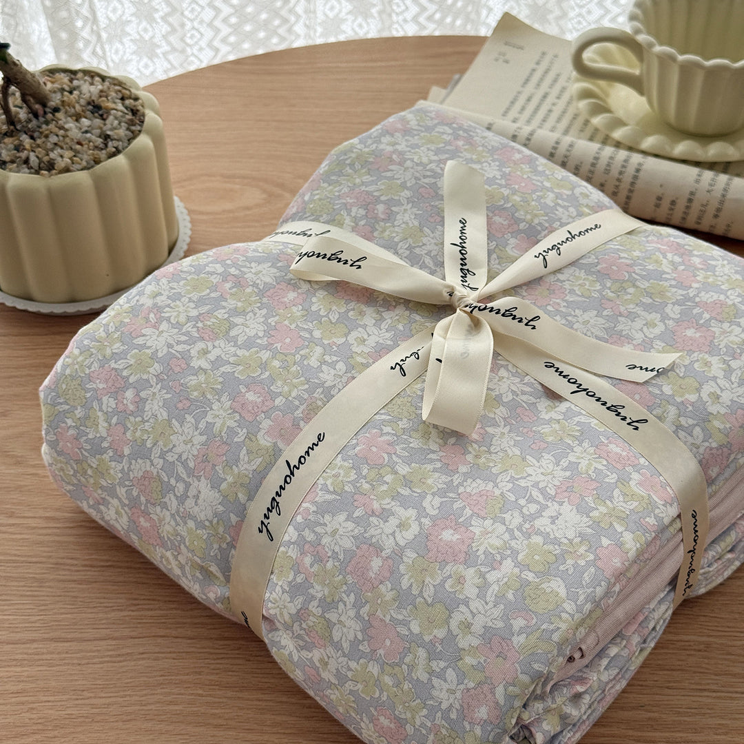 Floral-Print Cotton-Linen Duvet Cover Gift Set with Reversible Finish and Deep-Corner Ties