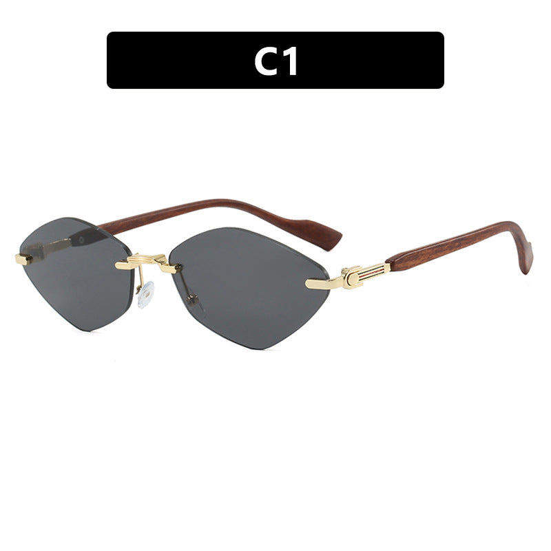 Women's geometric sunglasses with luxurious wooden arms and polarized lenses Stornfield