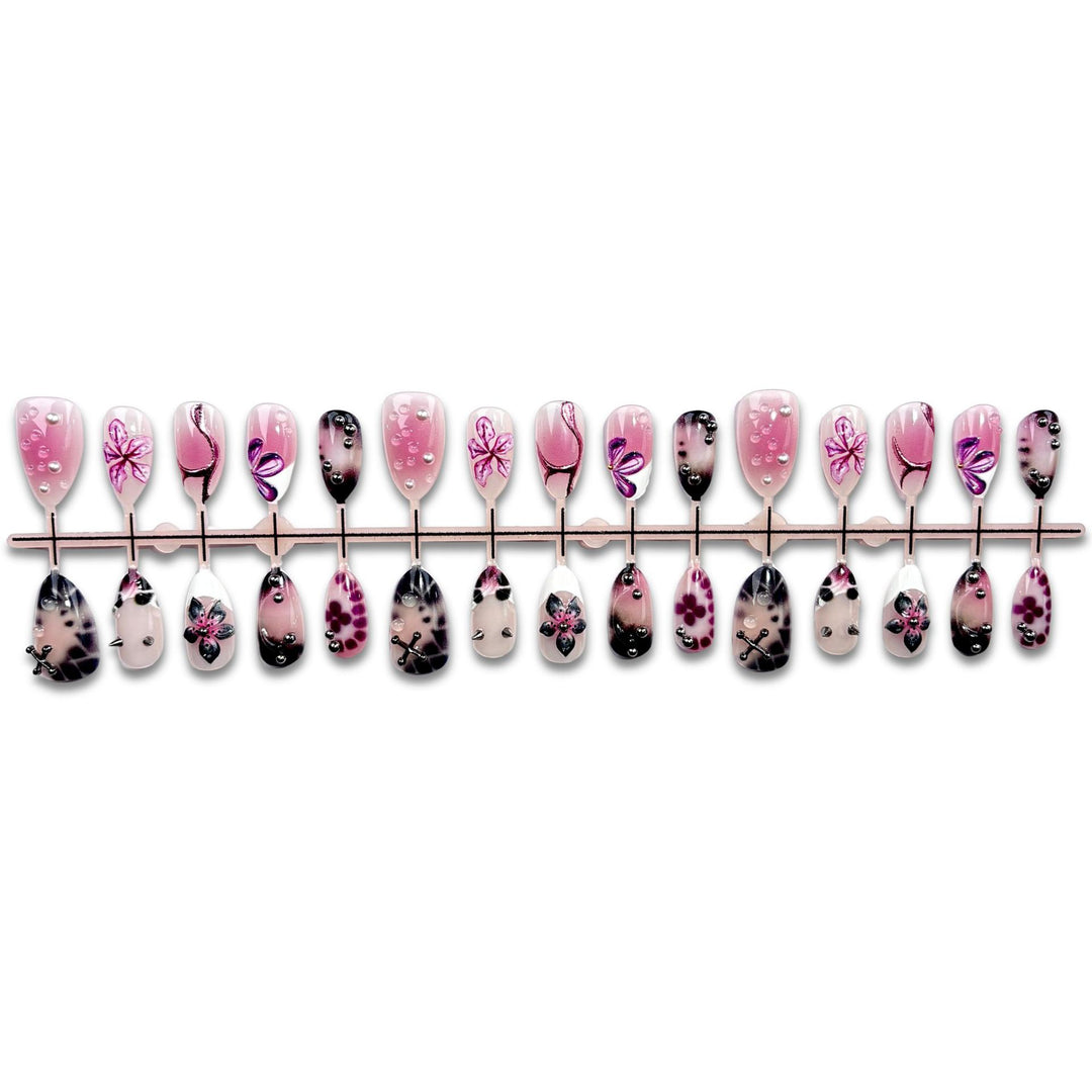 Artistic Floral Themed Press-On Nail Collection