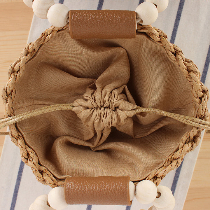 Handbag Made of Hand-Crafted Natural Wicker with Elegant Wooden Handle Stornfield