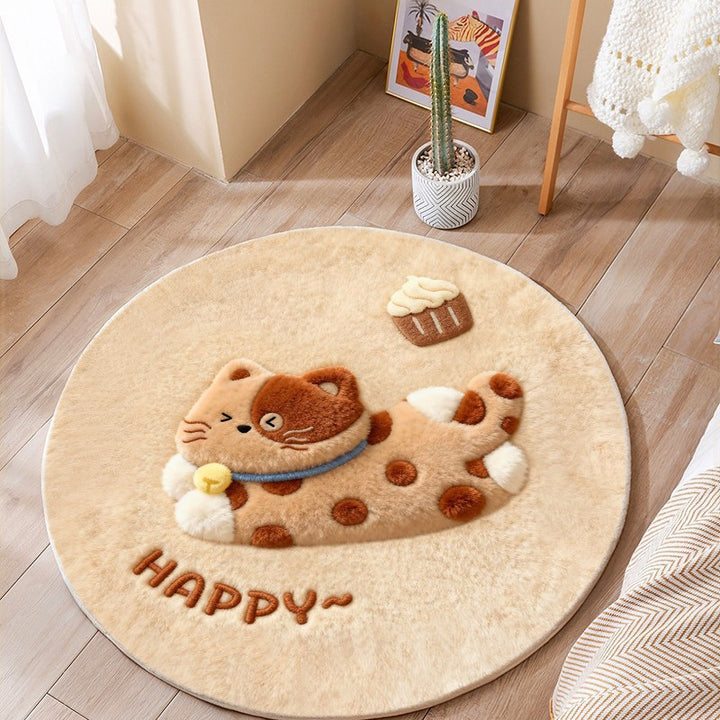 Cat-Themed Round Area Rug