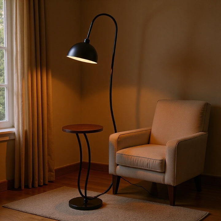 Modern Functional Floor Lamp with Integrated Side Table