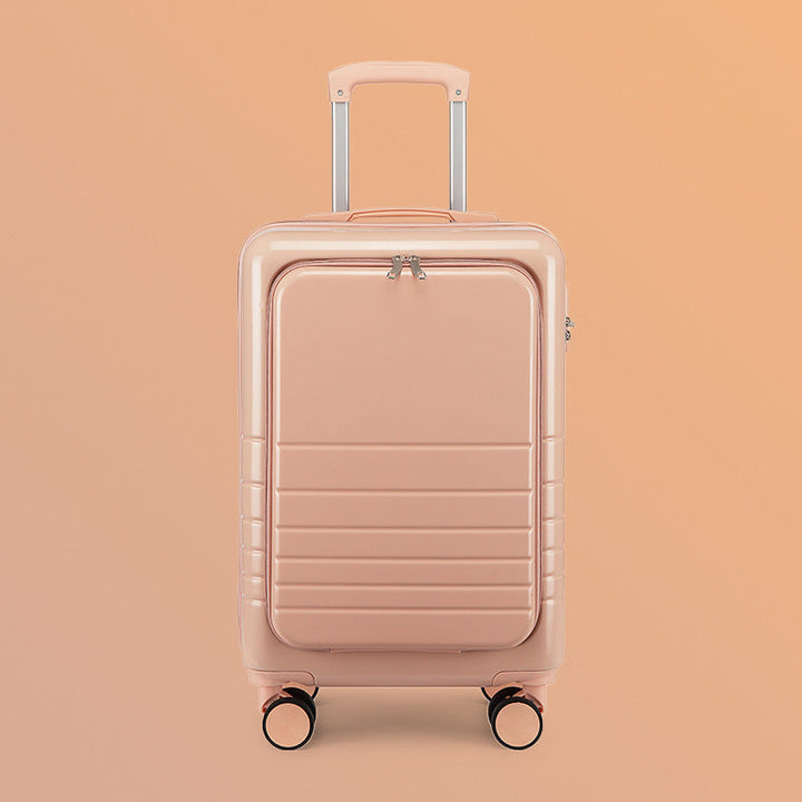 carry-on hardshell front-pocket spinner suitcase with quick-access compartment telescopic handle and smooth full-rotation wheels Stornfield