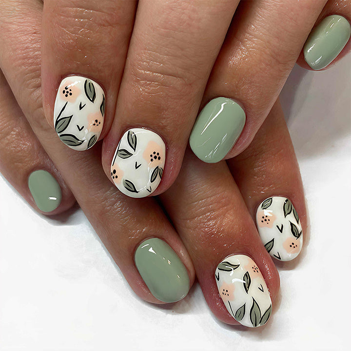 Artificial nail set with elegant floral patterns and modern design Stornfield