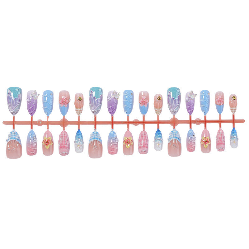 Artificial nail set with elegant floral accents and creative designs Stornfield