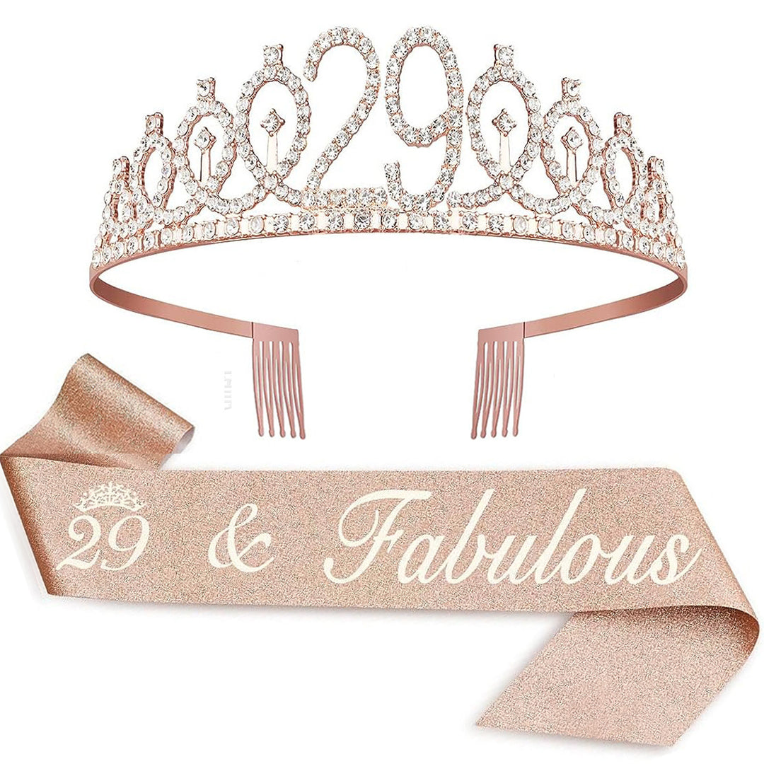 Ladies Crystal Princess Crown with 30 & Fabulous lettering Stornfield