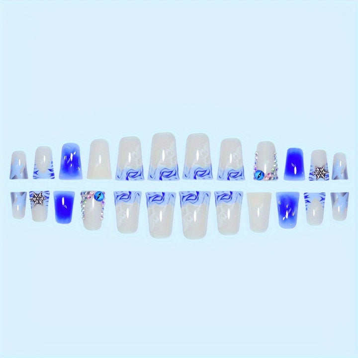 Decorative Press-On Nail Art Set with Gemstone Accents Stornfield
