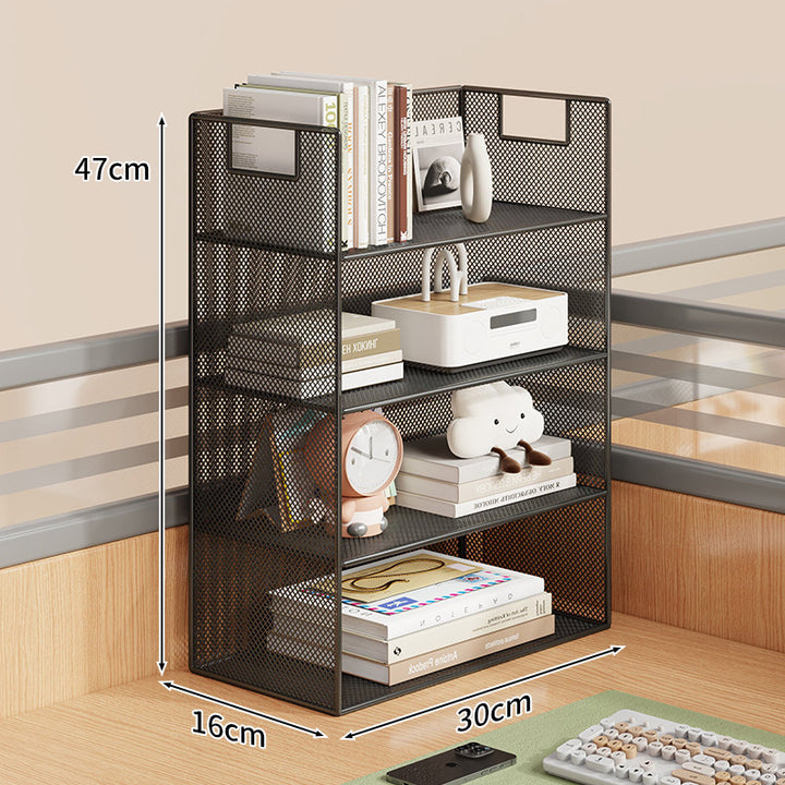Mesh Desktop Open-Shelf Organizer with Integrated Handles and Dividers