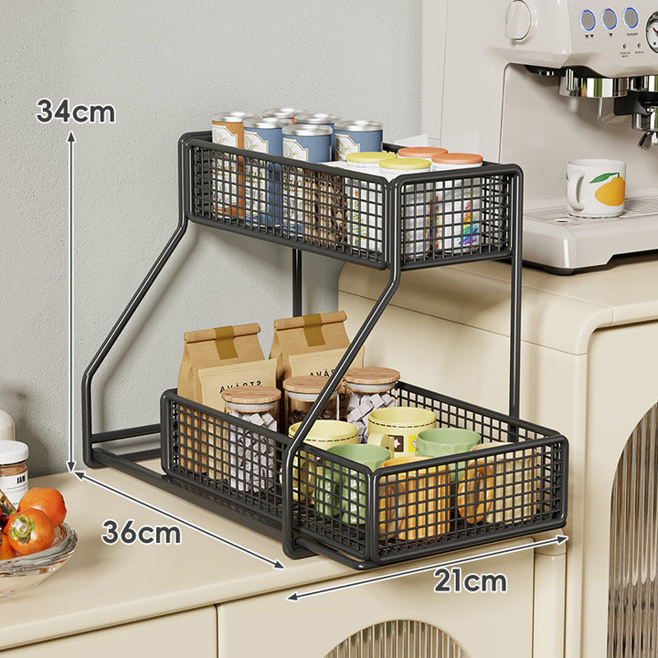 Three-Tier Metal Wire Countertop Kitchen Storage Organizer