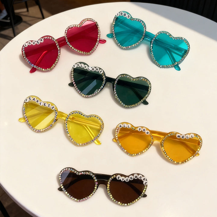 Heart-Shaped Rhinestone-Embellished Sunglasses Stornfield 1787141205